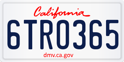 CA license plate 6TRO365