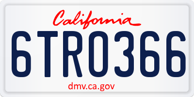 CA license plate 6TRO366