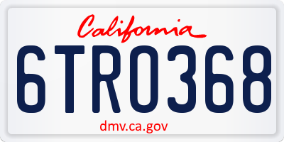 CA license plate 6TRO368