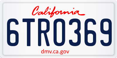 CA license plate 6TRO369