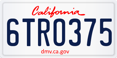 CA license plate 6TRO375