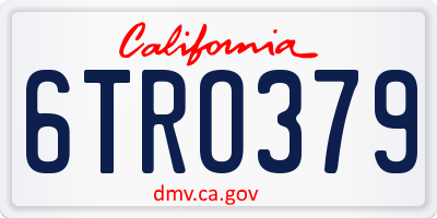 CA license plate 6TRO379