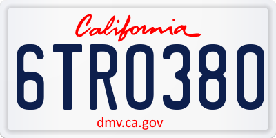 CA license plate 6TRO380