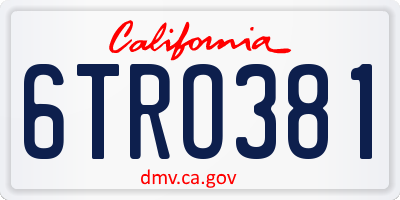 CA license plate 6TRO381