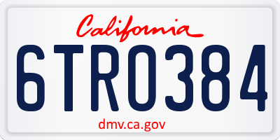 CA license plate 6TRO384