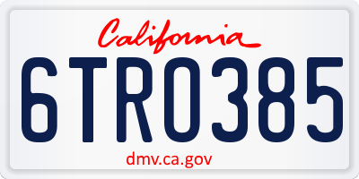 CA license plate 6TRO385