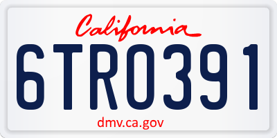 CA license plate 6TRO391