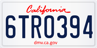 CA license plate 6TRO394