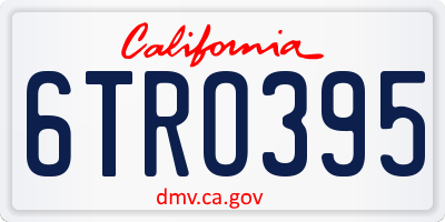 CA license plate 6TRO395