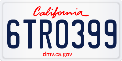 CA license plate 6TRO399