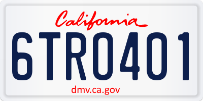 CA license plate 6TRO401