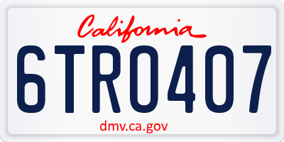 CA license plate 6TRO407