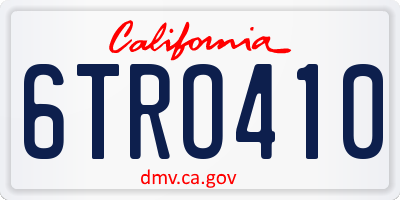 CA license plate 6TRO410