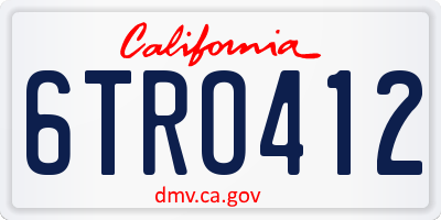 CA license plate 6TRO412