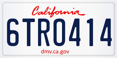 CA license plate 6TRO414