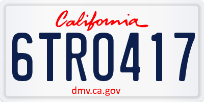 CA license plate 6TRO417