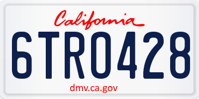 CA license plate 6TRO428