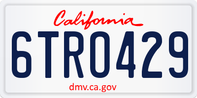 CA license plate 6TRO429