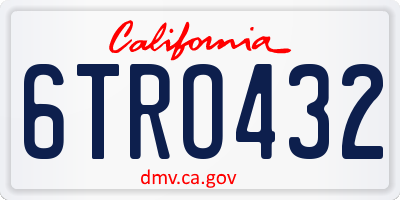 CA license plate 6TRO432