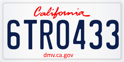 CA license plate 6TRO433