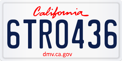 CA license plate 6TRO436