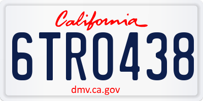 CA license plate 6TRO438