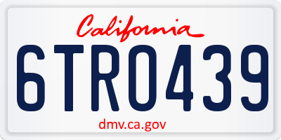 CA license plate 6TRO439
