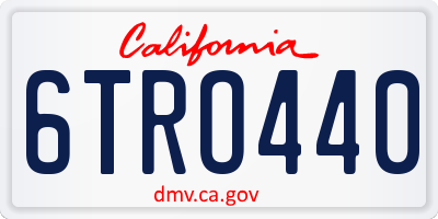 CA license plate 6TRO440