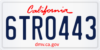 CA license plate 6TRO443
