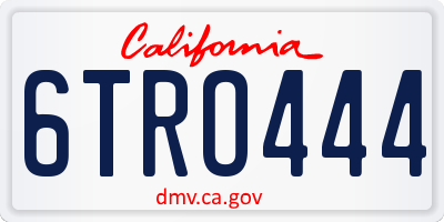 CA license plate 6TRO444