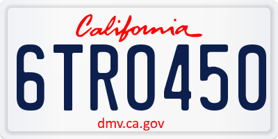 CA license plate 6TRO450