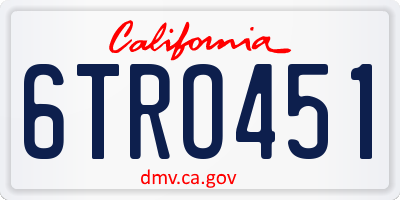 CA license plate 6TRO451