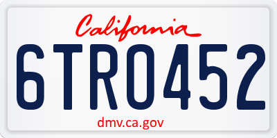 CA license plate 6TRO452