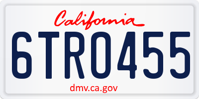 CA license plate 6TRO455