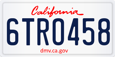CA license plate 6TRO458