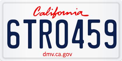 CA license plate 6TRO459