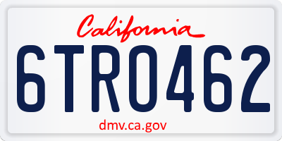 CA license plate 6TRO462