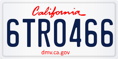 CA license plate 6TRO466