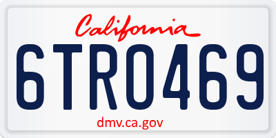 CA license plate 6TRO469