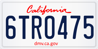 CA license plate 6TRO475