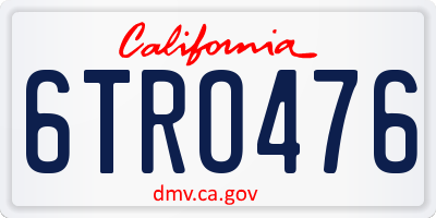 CA license plate 6TRO476