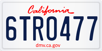 CA license plate 6TRO477