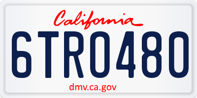 CA license plate 6TRO480