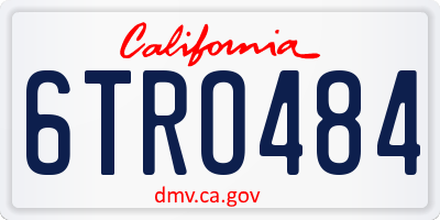 CA license plate 6TRO484
