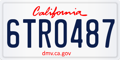 CA license plate 6TRO487