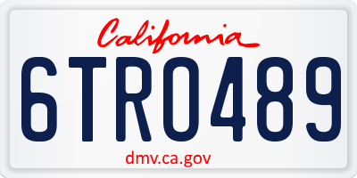CA license plate 6TRO489