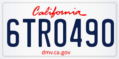 CA license plate 6TRO490