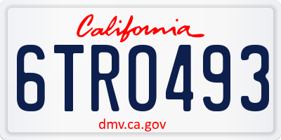 CA license plate 6TRO493