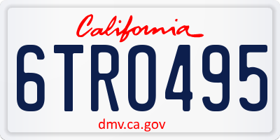 CA license plate 6TRO495