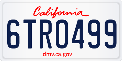 CA license plate 6TRO499
